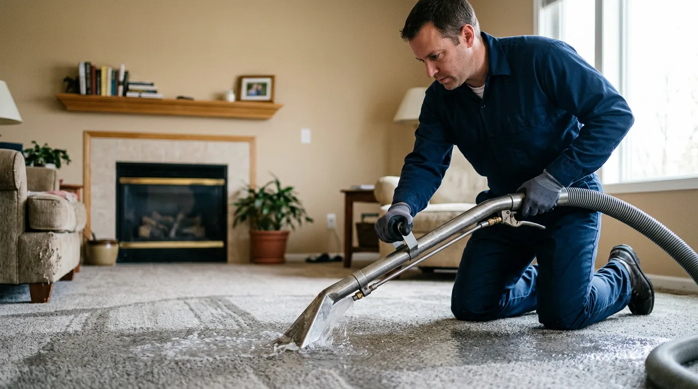 Water damage restoration technician working near Crestwood, IL